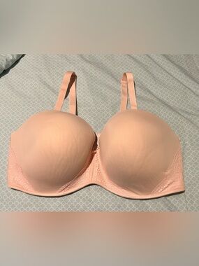 Cacique Soft Pink Molded Underwire Bra with Lace Sides